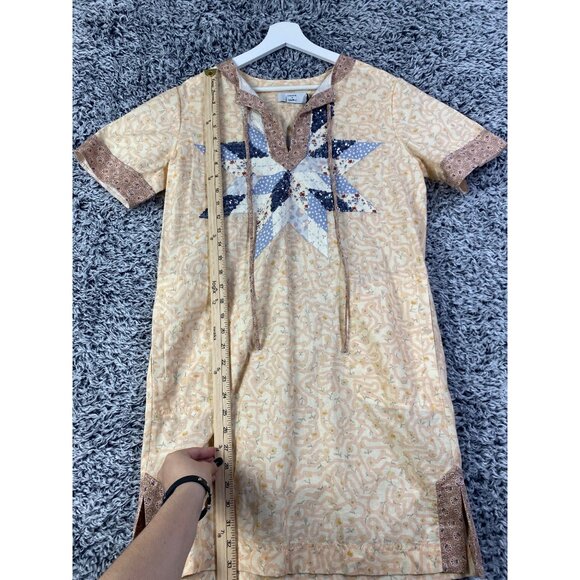 COACH X KEITH HARING Quilt Patch Shirt Dress SZ 4 Linen Floral Sequin CottageNEW - Picture 6 of 7